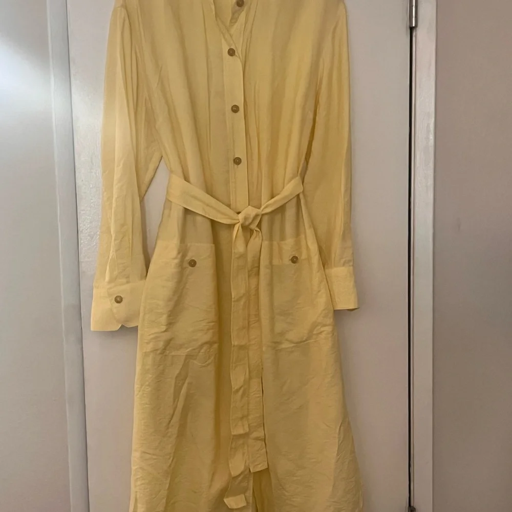Vince Light Yellow Shirtdress with Sash - Picture 2 of 3